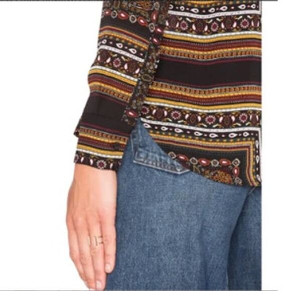 A.L.C. Franco 100% Silk in Brown Multi Button Front Top 8 - Picture 3 of 8